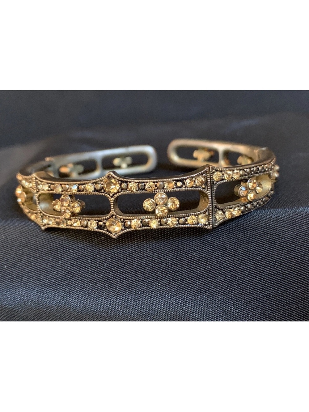 Vintage Monet Signed Embellished Cuff Bracelet